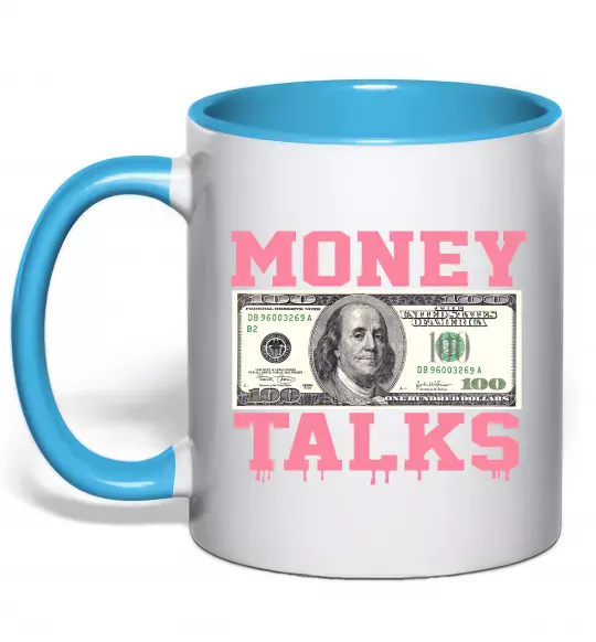 Чашка с цветной ручкой Money Talks Голубой фото