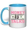 Чашка с цветной ручкой Money Talks Голубой фото