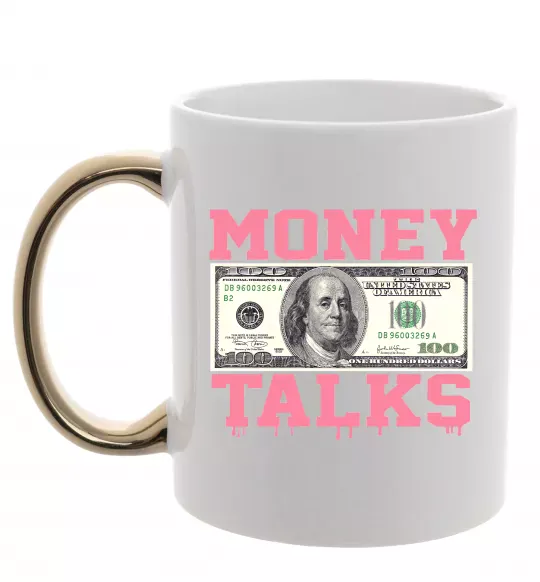 Чашка с цветной ручкой Money Talks Золото фото
