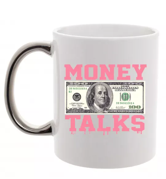 Чашка с цветной ручкой Money Talks Серебро фото