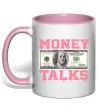 Чашка с цветной ручкой Money Talks Нежно розовый фото