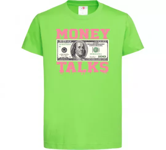 Дитяча футболка Money Talks Лаймовий фото