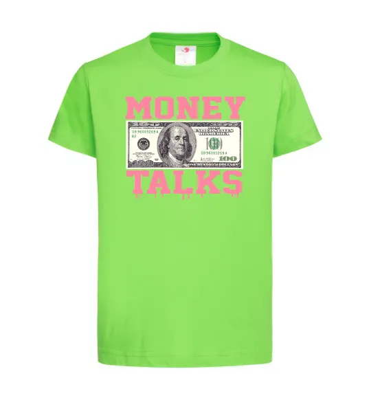 Дитяча футболка Money Talks Лаймовий фото