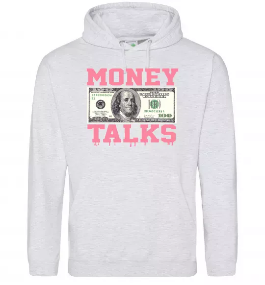 Чоловіча толстовка (худі) Money Talks Сірий меланж фото