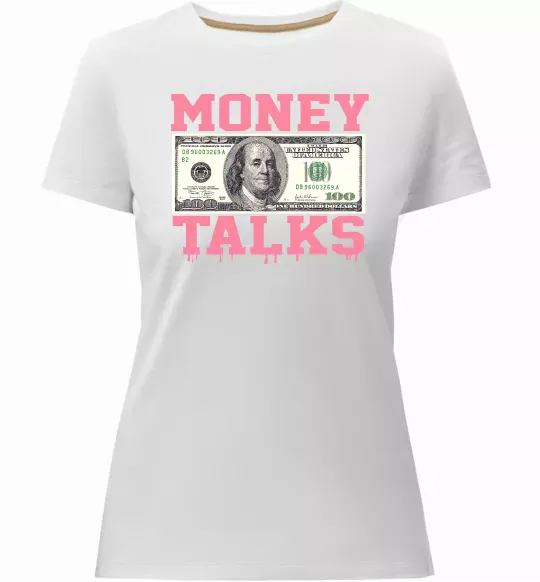 Женская премиум футболка Money Talks Белый фото
