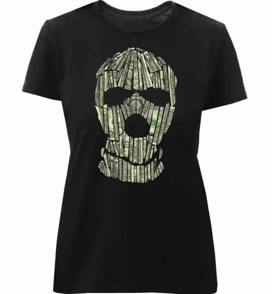 Жіноча преміум футболка Money mask Чорний фото