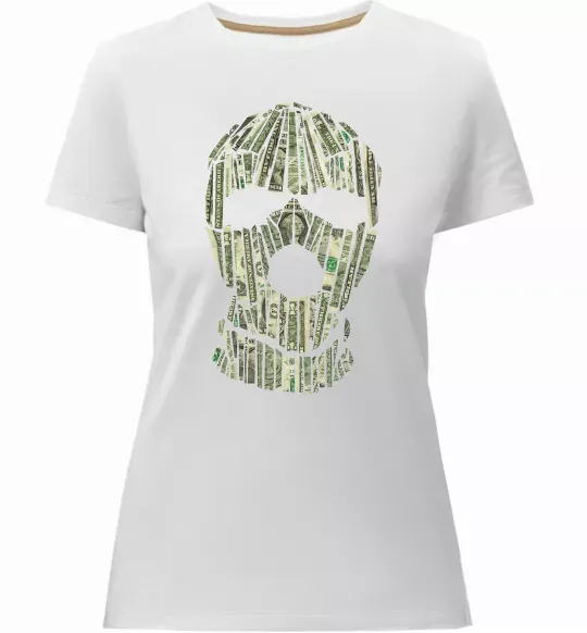 Жіноча преміум футболка Money mask Білий фото