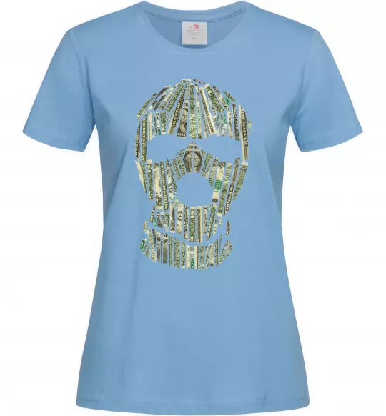 Женская футболка Money mask Голубой фото