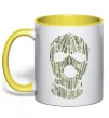 Чашка з кольоровою ручкою Money mask Лимонний фото