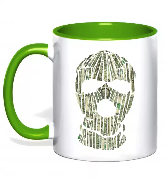 Чашка с цветной ручкой Money mask Зеленый фото