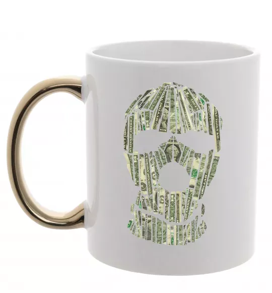 Чашка с цветной ручкой Money mask Золото фото