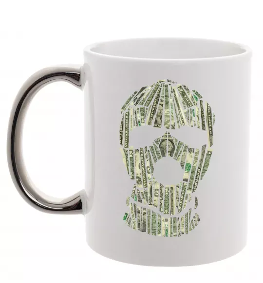 Чашка с цветной ручкой Money mask Серебро фото