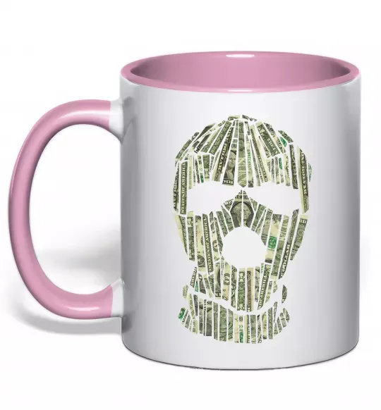 Чашка с цветной ручкой Money mask Нежно розовый фото