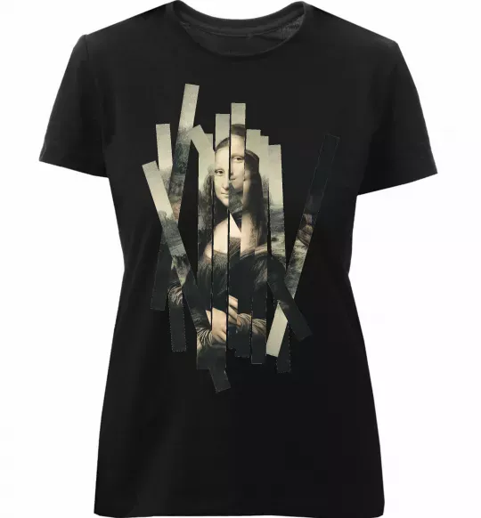 Женская премиум футболка Mona Lisa полоси Черный фото