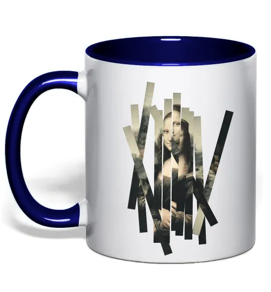 Чашка с цветной ручкой Mona Lisa полоси Глубокий темно-синий фото