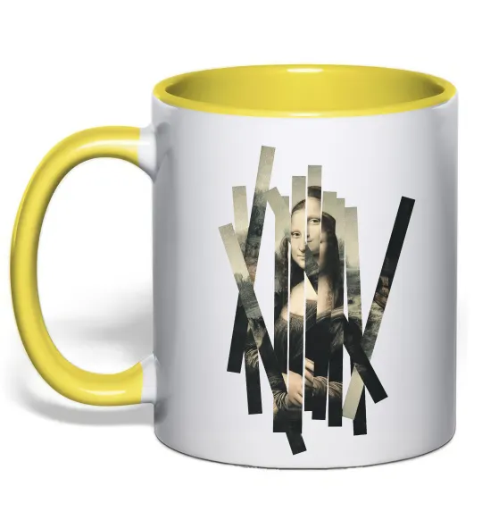 Чашка с цветной ручкой Mona Lisa полоси Лимонный фото