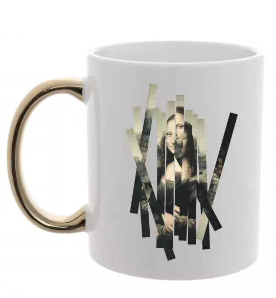 Чашка с цветной ручкой Mona Lisa полоси Золото фото