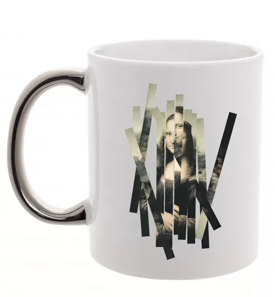 Чашка с цветной ручкой Mona Lisa полоси Серебро фото