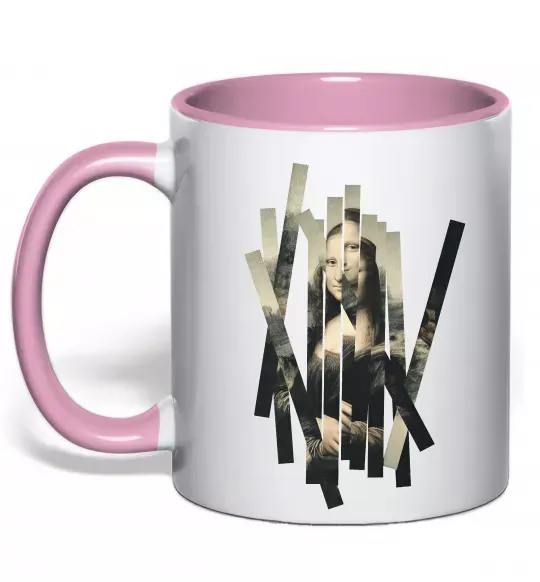 Чашка с цветной ручкой Mona Lisa полоси Нежно розовый фото