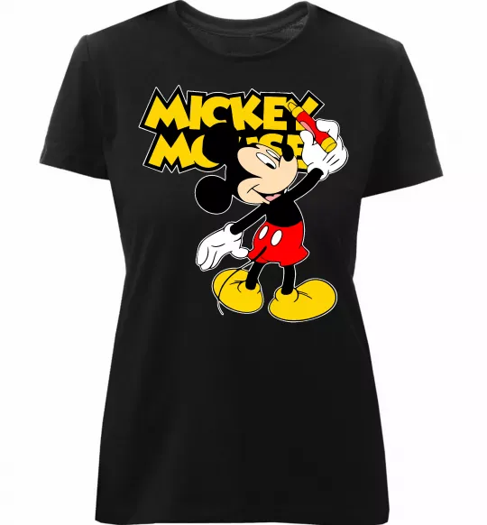 Жіноча преміум футболка Mickey Mouse з фломастером Чорний фото
