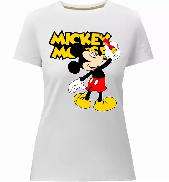 Жіноча преміум футболка Mickey Mouse з фломастером Білий фото
