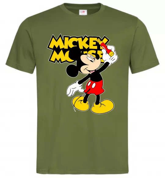Чоловіча футболка Mickey Mouse з фломастером Оливковий фото