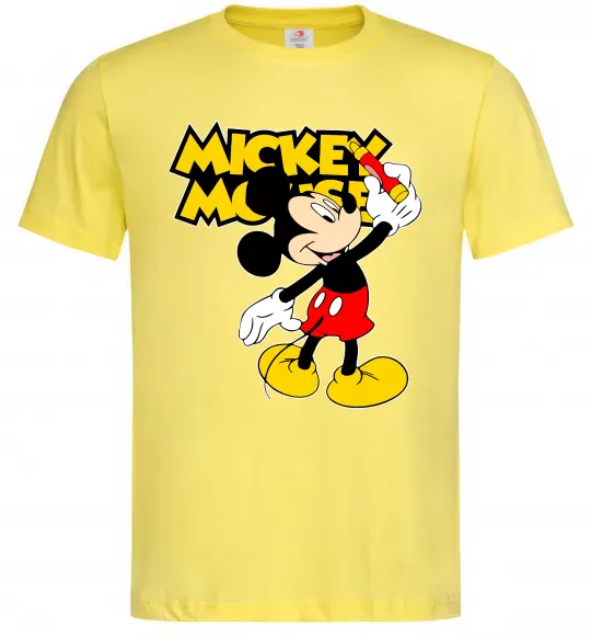 Чоловіча футболка Mickey Mouse з фломастером Лимонний фото
