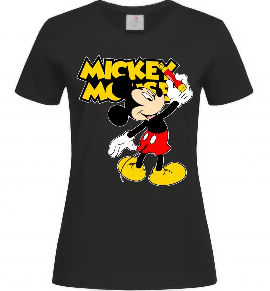 Женская футболка Mickey Mouse з фломастером Черный фото