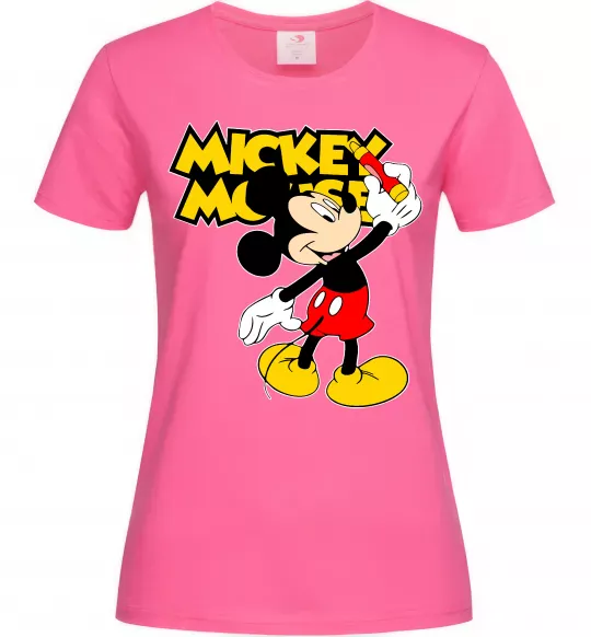 Женская футболка Mickey Mouse з фломастером Ярко-розовый фото