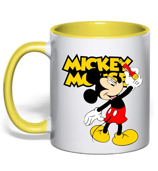 Чашка с цветной ручкой Mickey Mouse з фломастером Лимонный фото