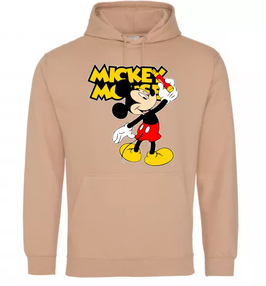 Женская толстовка (худи) Mickey Mouse з фломастером Песочный фото