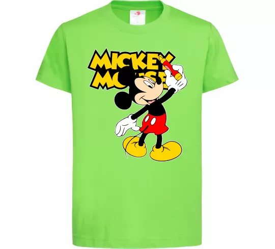 Детская футболка Mickey Mouse з фломастером Лаймовый фото