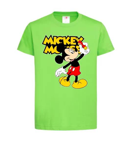 Дитяча футболка Mickey Mouse з фломастером Лаймовий фото