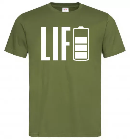 Мужская футболка Life Battery Оливковый фото