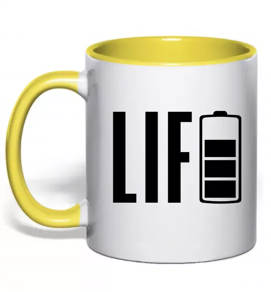Чашка с цветной ручкой Life Battery Солнечно желтый фото