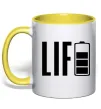 Чашка с цветной ручкой Life Battery Солнечно желтый фото
