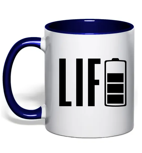 Чашка с цветной ручкой Life Battery Глубокий темно-синий фото