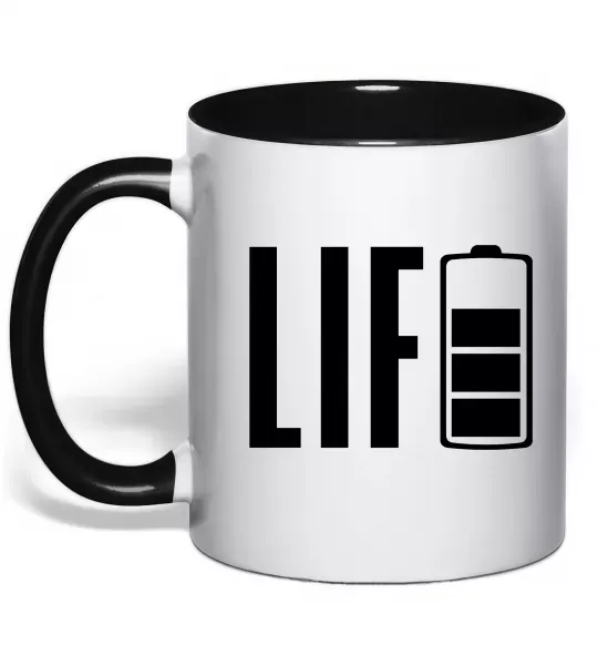 Чашка с цветной ручкой Life Battery Черный фото