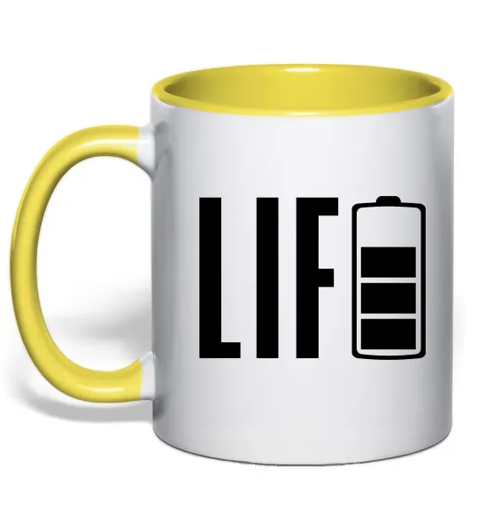 Чашка с цветной ручкой Life Battery Лимонный фото