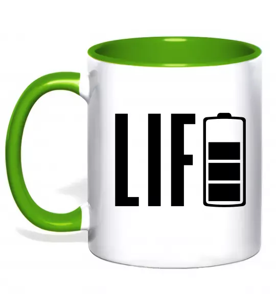 Чашка с цветной ручкой Life Battery Зеленый фото