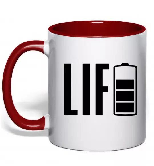 Чашка с цветной ручкой Life Battery Красный фото