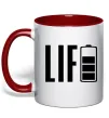 Чашка с цветной ручкой Life Battery Красный фото