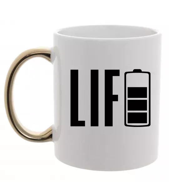 Чашка с цветной ручкой Life Battery Золото фото