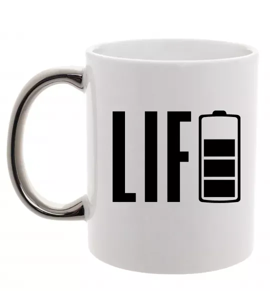 Чашка с цветной ручкой Life Battery Серебро фото
