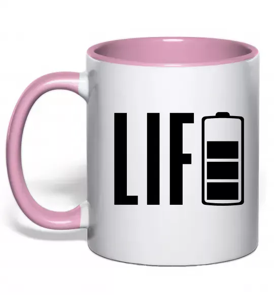 Чашка с цветной ручкой Life Battery Нежно розовый фото
