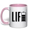 Чашка с цветной ручкой Life Battery Нежно розовый фото