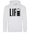 Мужская толстовка (худи) Life Battery Серый меланж фото