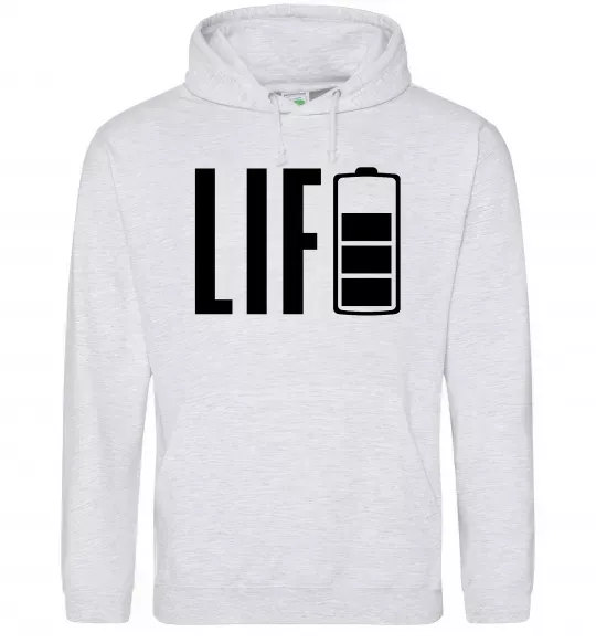 Женская толстовка (худи) Life Battery Серый меланж фото