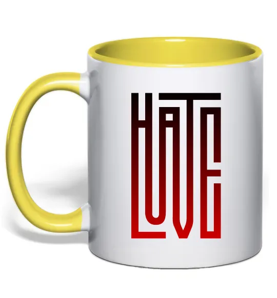 Чашка с цветной ручкой HateLove Лимонный фото