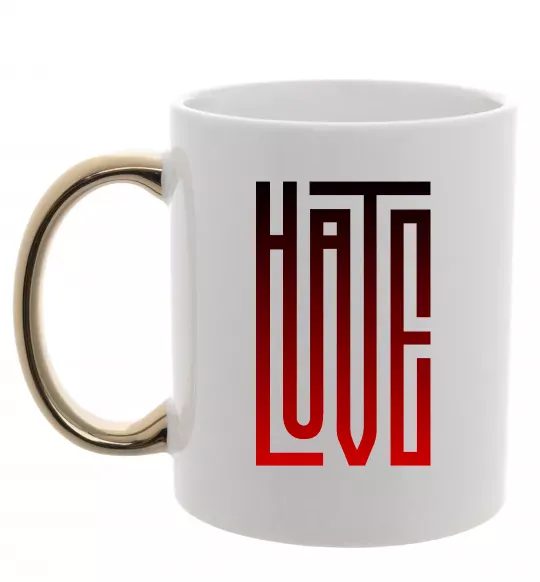 Чашка с цветной ручкой HateLove Золото фото